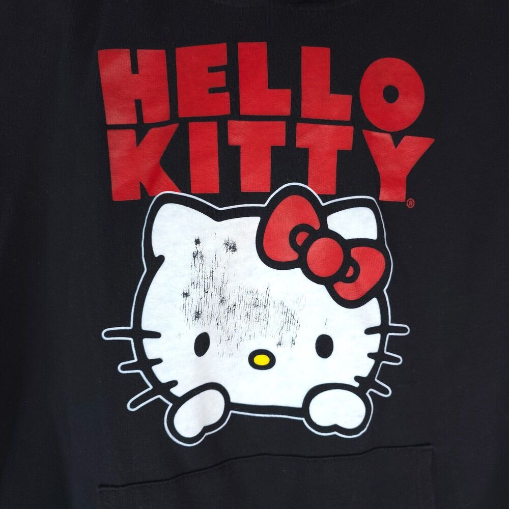 Hello Kitty by Sanrio‎ Hoodie Womens XXL Black Hooded Sweatshirt Pockets